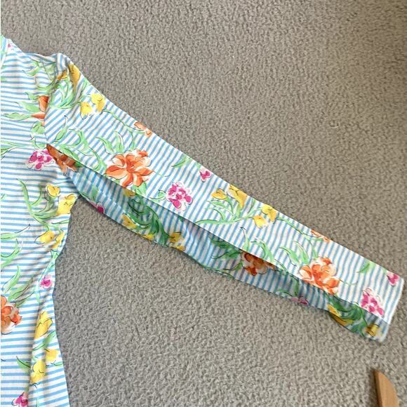 IBKUL Long Sleeve Crewneck Top Striped Floral Womens Medium 50+ Protection Sport - Picture 3 of 14